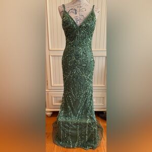 Sage Green beaded prom dress. Size 6. Never worn without tags Free Shipping